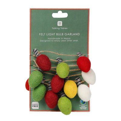 Christmas Felt Light Bulb Bunting - 2m | Christmas Decor |