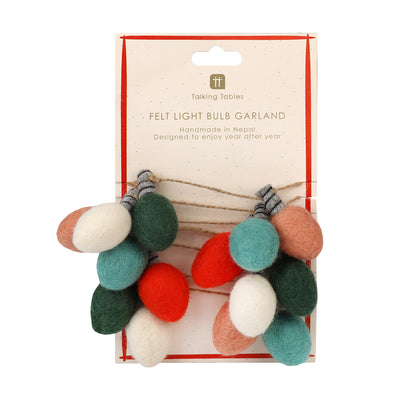 Fun Guy Santa Christmas Felt Light Bulb Bunting - 2m