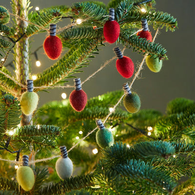 Christmas Felt Light Bulb Bunting - 2m | Christmas Decor |