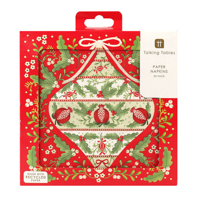 Folklore Red Christmas Paper Napkins - 20 Pack