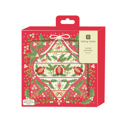 Folklore Red Christmas Paper Napkins - 20 Pack
