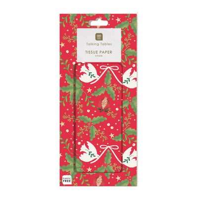 Folklore Red Christmas Tissue Paper - 4 Sheets