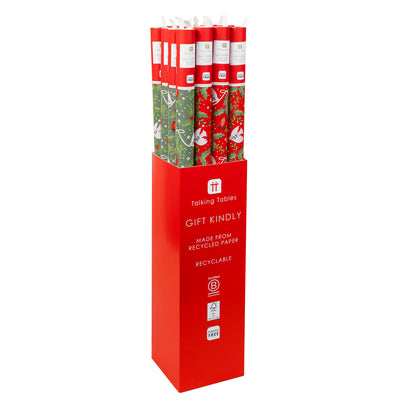 Folklore Red & Green Recycled Christmas Wrapping Paper - 3m