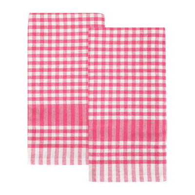 Raspberry & White Gingham Napkins - 2 Pack | Summer Tableware |
