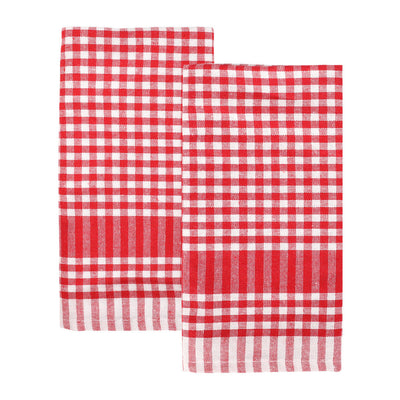 Red Gingham Fabric Tea Towels - 2 Pack | Summer Decor |