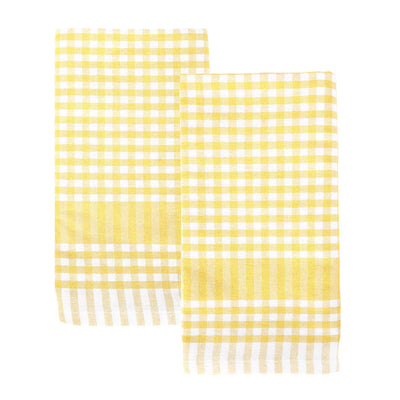 Yellow Gingham Fabric Tea Towels - 2 Pack | Summer Decor |