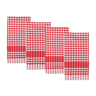 Bon Appetit Red & White Fabric Gingham Napkins/Tea Towels - 2 Pack