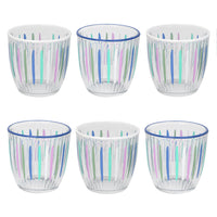 Bright Striped Multi-Coloured Glass Tumbler