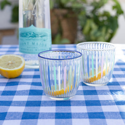 Blue & White Striped Glass Tumblers | Glassware |