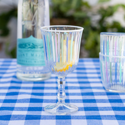Blue & White Striped Wine Glasses | Glassware |