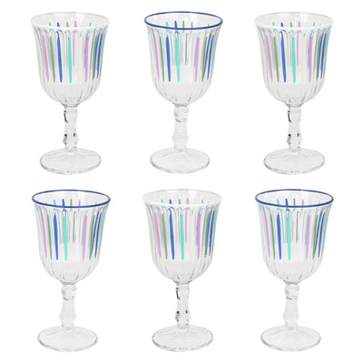 Blue & White Striped Wine Glasses | Glassware |