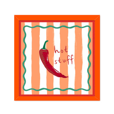 Hot Stuff Chilli Fabric Framed Sign