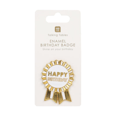 Gold Enamel Happy Birthday Pin Badge | Party Supplies |