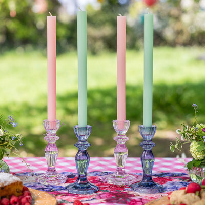 Boho Pink Glass Candle Holder