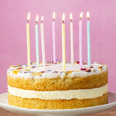 Pastel Happy Birthday Candles - 24 Pack | Cake Candless |