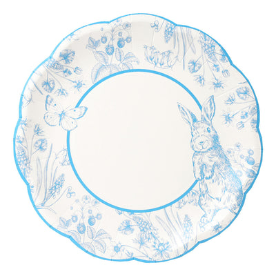 Blue & White Scalloped Spring Bunny Paper Plates - 10 Pack | Easter |