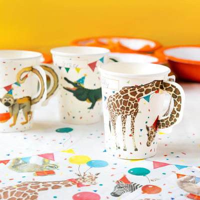 Safari Animals Paper Cups - 8 Pack | Kids Party Supplies |