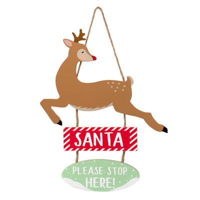 Craft with Santa 'Please stop here' Wooden Sign