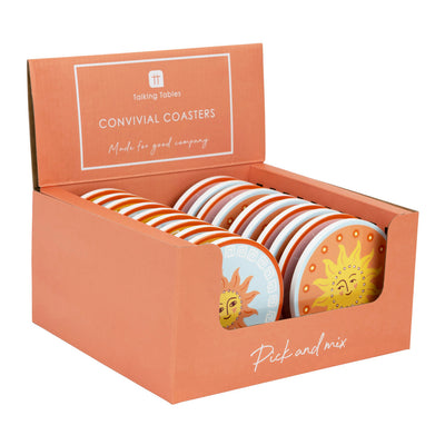 Sun Design Coasters - Mixed Display - 20 Units | Summer Gifts |