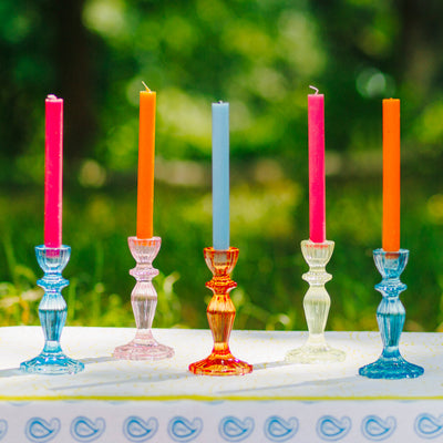 Boho Green Glass Candle Holder | Summer Hosting Decor |