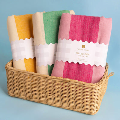 Pink Stripe Cotton XL Tablecloth - 160cm x 250cm | Valentines |