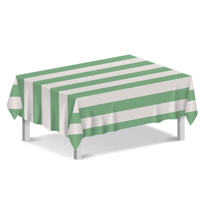Green Stripe Cotton XL Gingham Tablecloth - 160cm x 250cm