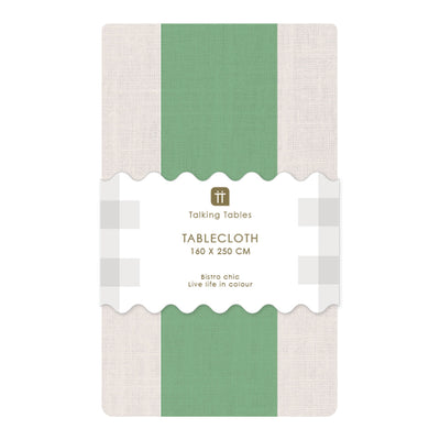 Green Stripe Cotton XL Gingham Tablecloth - 160cm x 250cm