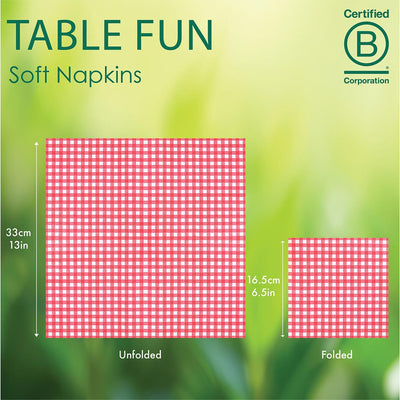 Red Gingham Paper Napkins - 100 Pack | Everyday Napkins |