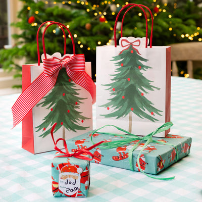 Christmas Tree Paper Gift Bags - 8 Pack