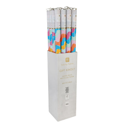 Wavy Multi Coloured Recycled Wrapping Paper - 3m