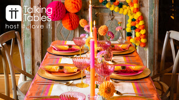 Spice Orange, Pink & Yellow Paper Table Cover