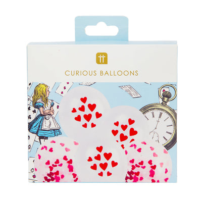 Alice in Wonderland Red Heart Latex Balloons - 12 Pack