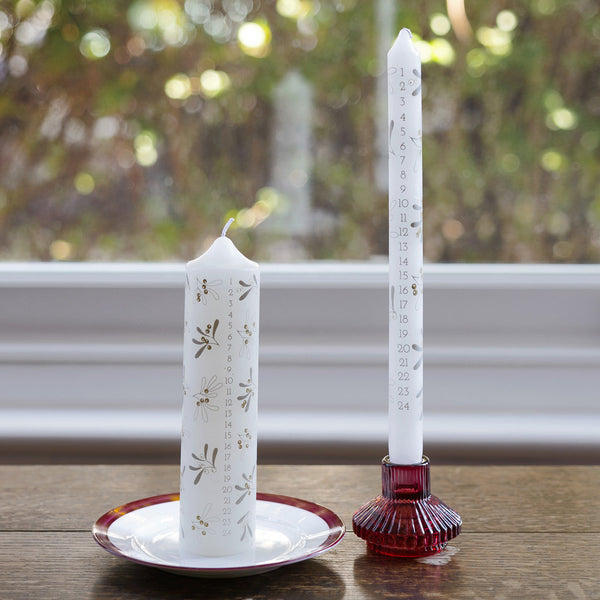 Botanical Mistletoe Christmas Advent Candles - POS Unit