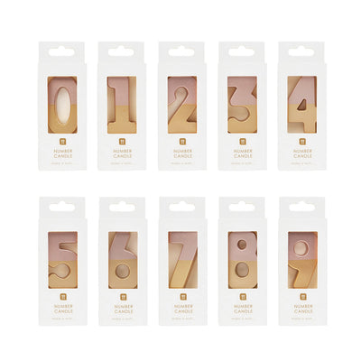 Rose Gold Dipped Number Birthday Candles Starter Set - 0-9