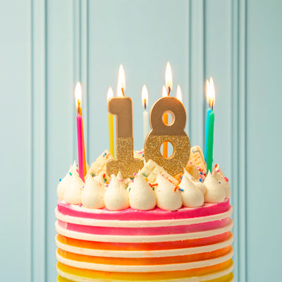 Gold Glitter Number Candle - 8