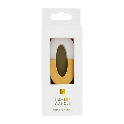Image - White & Gold Number Candle - 0