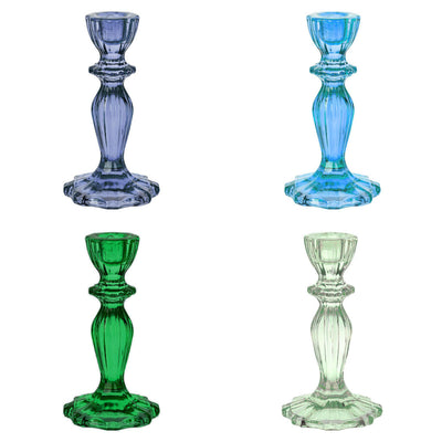 Boho Glass Candle Holder Starter Set, Cool Colours