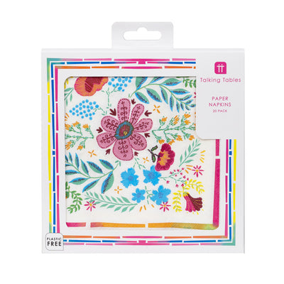 Boho Floral Pink Paper Napkins - 20 Pack