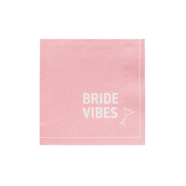 Bride Vibes Pink Paper Cocktail Napkins - 20 Pack