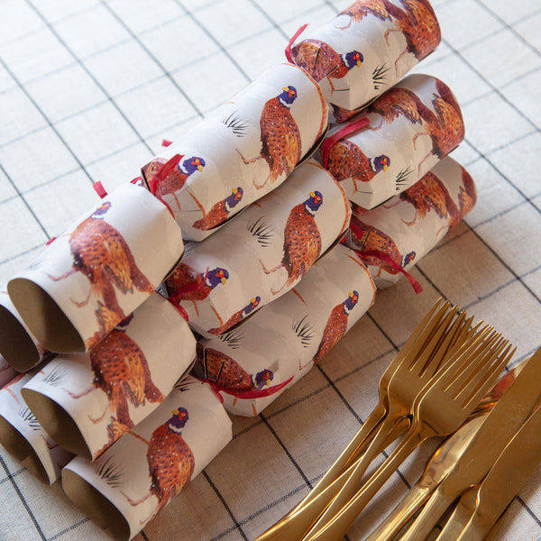 Botanical Pheasant Luxury Christmas Crackers - 6 Pack