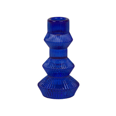 Midnight Forest Cobalt Blue Glass Candlestick Holder