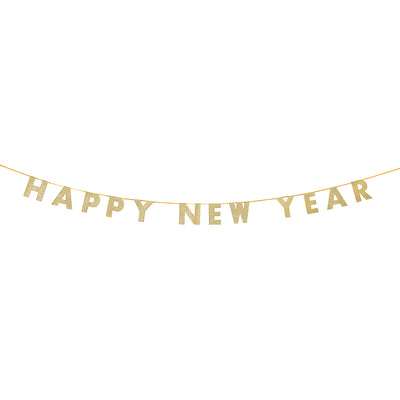 Image - Luxe Happy New Year gold glitter garland, 3m