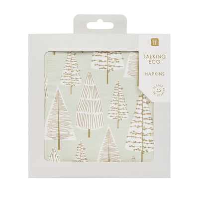 Gold Christmas Tree Paper Napkins - 20 Pack