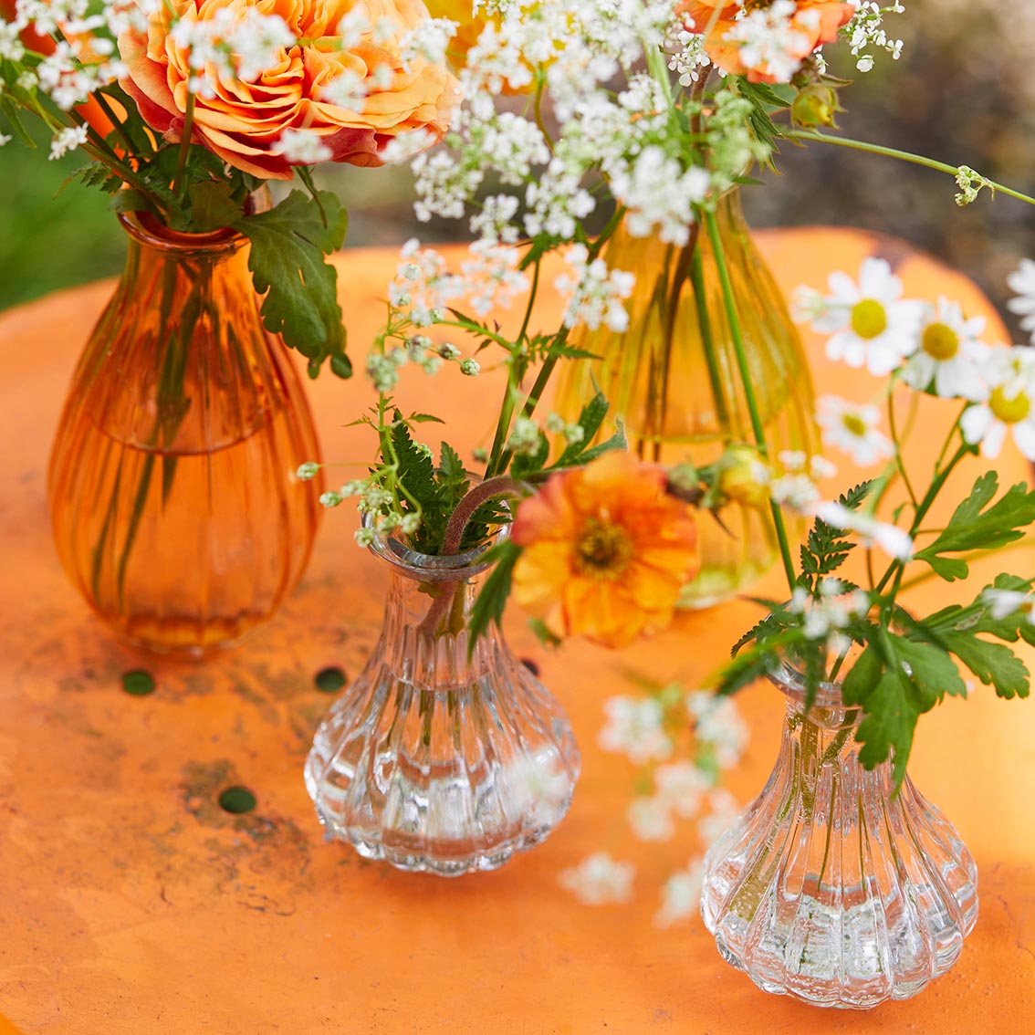 Boho Orange Glass Bud Vase