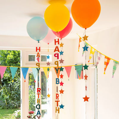 Birthday Brights Balloons With Star and Happy Birthday Tails - 5 Pack