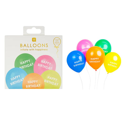 Rainbow 'Happy Birthday' Balloons - 5 Pack