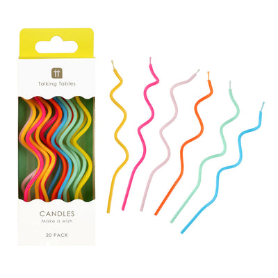 Rainbow Twisted Birthday Candles - 20 Pack | Cake Candles |
