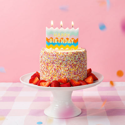Birthday Brights Wavy Large Happy Birthday Candle