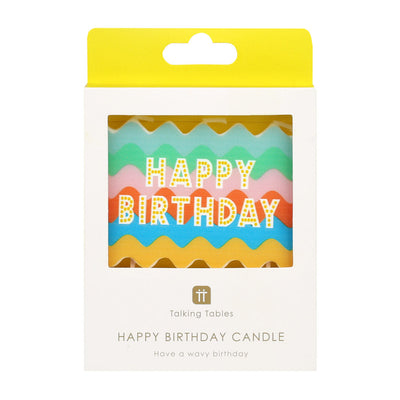 Birthday Brights Wavy Large Happy Birthday Candle - 12 Pack