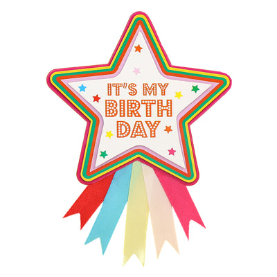 Birthday Brights Multi Coloured Birthday Star Rosette Badge